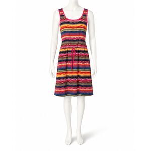 Boho Geometric Tribal Print Tank Dress Elastic Waist Multicolor XL